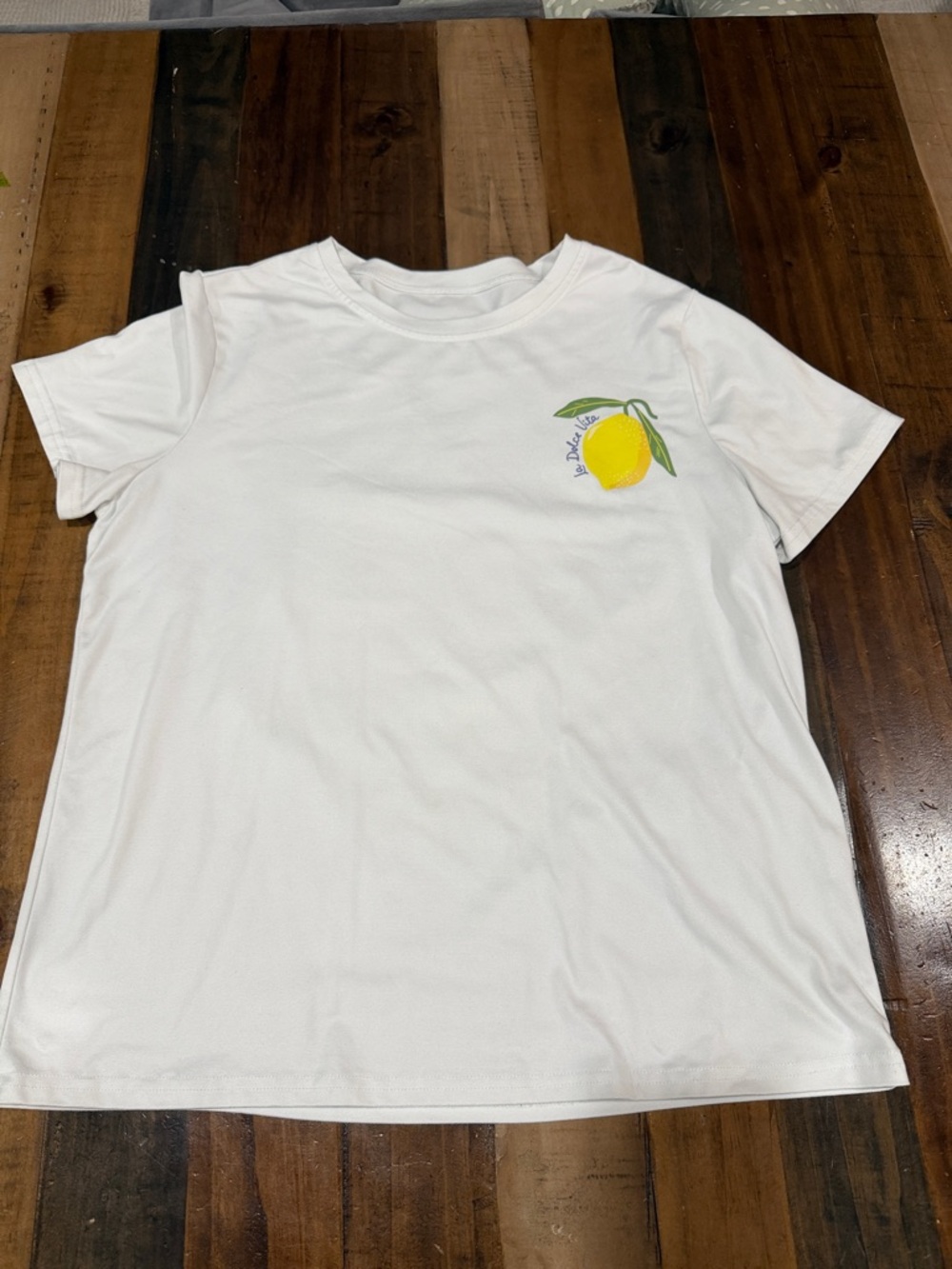 SHEIN White Tee with Yellow Lemon Graphic